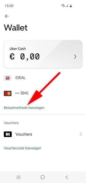 UberEATS contant betalen stap 2