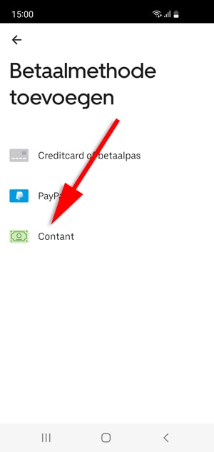 UberEATS contant betalen stap 3