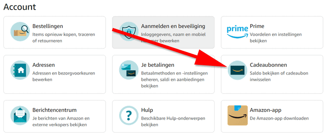 amazon cadeaukaart verzilveren stap 2