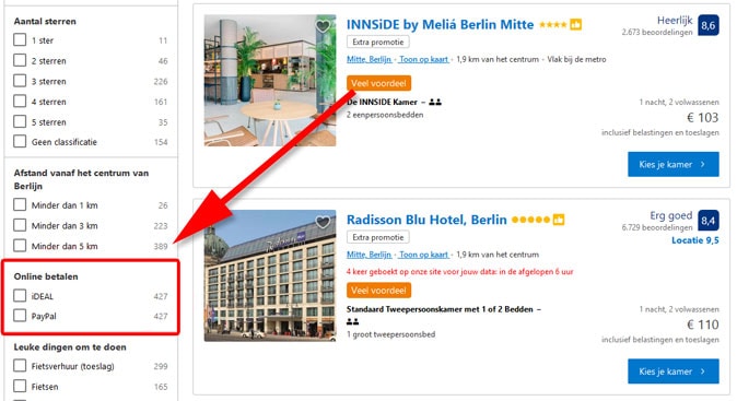 booking.com zonder creditcard