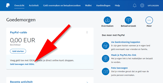 paypal geld toevoegen