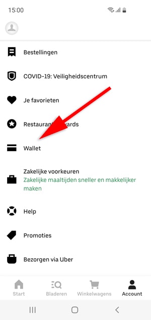 ubereats contant stap 1